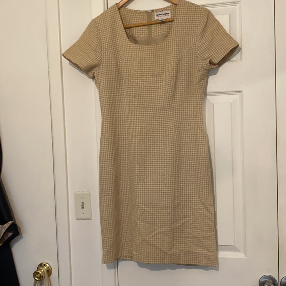 VTG Carolhorn faded yellow gingham print dress